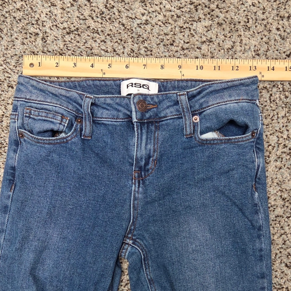 RSQ Flare Jeans Denim Blue Wash Juniors Size 24‎ - Picture 5 of 9